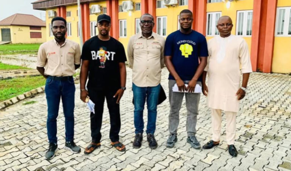 L-R: Ijuptil Jidayi - Coordinator Azikel Aviation Training Program, Kariyai Daukoru - Winner, Presley Asemota - Executive Director Azikel Group, Ebilate Yebei - Winner, Deacon Igali Robert - SSA New Media, Azikel Group